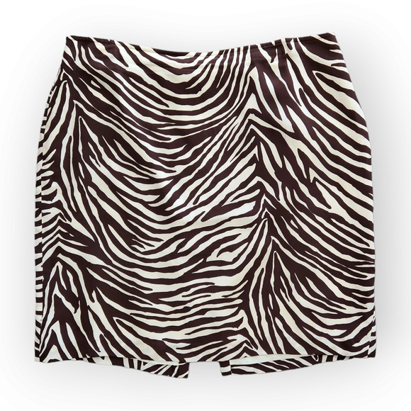American Vintage Dresses & Skirts - Vintage White Brown Zebra Print Silk Mini Skirt 14